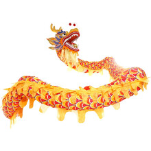 风雷动 FLD-WL9节黄色绸布舞龙道具龙灯服装舞狮龙狮表演龙头布龙钢丝龙套装大游龙单龙