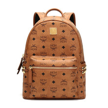 MCM 奢侈品 男女中性Stark Visetos系列涂层帆布手提双肩包背包干邑色LOGO图案小号 MMKAAVE15CO001