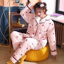 月子服秋冬 冬季月子服加厚三层夹棉产妇出院服产后喂奶家居服怀孕期孕妇睡衣 YXE6337# M码(建议体重80-100斤)