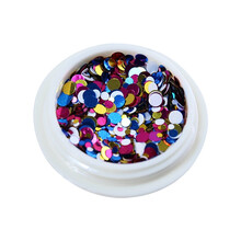 网红美甲亮片圆形贴片彩色超闪糖果色镭射七彩波点圆片大小混合装 幻彩亮片*L05