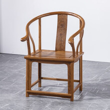 梨言 红木家具非洲鸡翅木（学名：非洲崖豆木）太师椅仿古中式实木围椅休闲椅圆椅太师椅 太师椅（长60*宽48*总高96*坐高48）