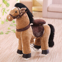 诸葛马木马跳跳马坐骑儿童玩具马大号木马摇摇马生日礼物 小号浅棕诸葛马(承重90kg)