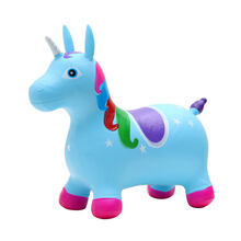 儿童充气玩具跳跳马户外加大婴儿骑马坐骑小孩小马宝宝鹿 音乐款独角兽蓝色