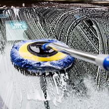 悦卡洗车拖把 汽车掸子刷车刷子软毛不伤车擦车工具用品 升级款雪尼尔可伸缩长杆洗车刷(蓝色)