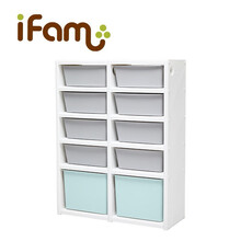 ifam韩国进口 模块收纳柜衣柜书柜整理柜组合模块拼接柜 双排[灰色+雾蓝色]