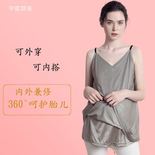 孕妇防射服冬季防辐射服孕妇装秋冬装双层孕妇装吊带衣服四季银纤维防射服孕妇内穿 灰花边款 L