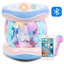 【升级蓝牙版】活石宝宝玩具手拍鼓儿童音乐早教拍拍鼓可充电早教婴儿玩具0-1岁带麦克风国庆节礼物 【升级蓝牙版+415个早教内容】真大号23cm蓝粉