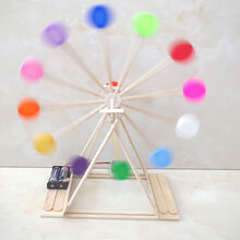 科技小制作 科技小制作小发明小学生科学实验 变废为宝瓶盖摩天轮手工diy材料 瓶盖摩天轮+胶水+电池