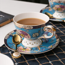 心饰园骨瓷咖啡杯欧式小奢华ins风家用英式下午茶具套装红茶杯碟 翡翠1杯碟带勺子 普通装