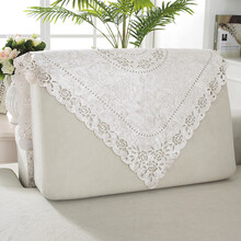 泰绣 沙发巾靠背巾扶手巾布艺镂空欧式绣花后背巾沙发搭巾盖巾 四色可选 米色 高90*80cm宽单人巾