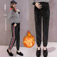 欣柏纶孕妇裤秋冬网红款加绒加厚保暖孕妇打底裤冬季秋裤冬装长裤外穿时尚孕妇装孕妈装棉裤 黑色 M