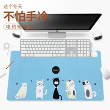 BUBM 发热暖桌垫加热桌垫办公室桌面加热鼠标垫发热垫暖手超大电热桌垫 BB010N0013-E 蓝底五只猫