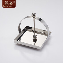 派宴（Taste party）不锈钢餐巾架托盘纸巾压座立式餐厅桌面北欧轻奢创意客厅摆件 不锈钢圆弧纸巾座（折边）