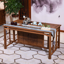 寻古红木家具非洲鸡翅木（学名：非洲崖豆木）茶桌椅组合实木新中式办公室泡茶桌茶台O 单桌：长146*宽80*高72cm