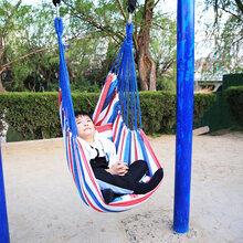 儿童秋千室内户外庭院房间卧室吊椅阳台摇篮床家用门框布袋荡秋千 户外套餐【红白蓝】+3米绑带+安全扣