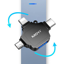 墨一 otg转接头苹果Type-C安卓 三合一手机外接u盘转换器华为iPhone连接鼠标键盘通用 酷黑【三合一OTG】