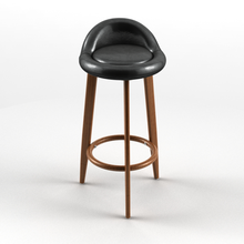 缤威 吧台椅子现代简约家用靠背凳子酒吧北欧前台轻奢高脚凳 油皮黑-70CM红纹