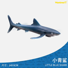 玩模乐海洋动物模型鲨鱼大白鲨海豚巨口鲨锤头鲨虎鲨白鳍礁鲨鲸鲨 仿真鱼玩具海底生物 小蓝鲨