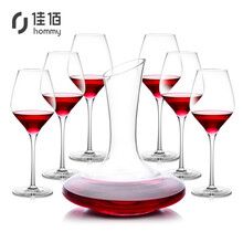 佳佰 红酒杯套装水晶高脚杯 纯手工吹制 6葡萄酒杯1醒酒器家用酒具 赠开瓶器3件套