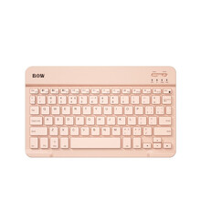 航世（BOW）HB032-Y 键盘 无线三蓝牙键盘 办公键盘 超薄便携 78键 手机平板ipad键盘 巧克力按键 粉色