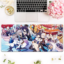 海琴烟 鼠标垫大号动漫二次元女生锁边护腕定制超大电脑办公电竞游戏键盘垫桌垫 天空会 300x800x5mm