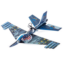 爸爸妈妈 滑翔飞机 手掷手抛泡沫飞机 户外拼插航模 USB充电带夜光灯 蓝色星 9113HM 蓝城市花纹  USB充电带灯带  81192