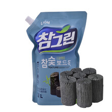 常绿秀手 进口韩国狮王lion 木炭洗涤剂洗洁精按压瓶家庭装 可洗瓜果蔬菜餐具 木炭洗涤剂补充装1.2kg/袋