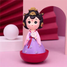 大唐不夜城不倒翁小姐姐同款人遇摆件西安纪念品娃娃送老外礼品 1088-3C彩衣执扇垂手  中小