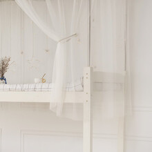 希颖 学生宿舍床帘蚊帐寝室物理强遮光布上铺加厚女ins下铺床纱帘子公主风简约床幔三层黑丝床围挡 【单独纱帘1片】需要几片拍几片 2米X1.2米