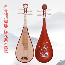 老料红木琵琶乐器考级初学入门成人琵笆儿童学生琴 进阶花梨木--成人白骨轴贝雕