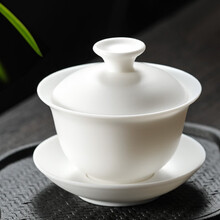 唐宗茶道 盖碗茶杯茶道杯 陶瓷泡茶碗 德化白瓷功夫茶具杯 家用三才杯茶具配件 C5677