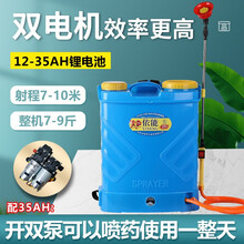 依能 高压电动喷雾器农用双核双泵大功率背负式锂电多功能打药机消毒防疫喷雾机打农药 20L12AH锂电双泵+50喷枪