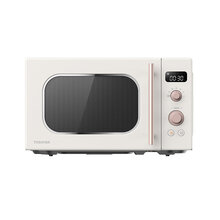 微波炉VS2200家用小型迷你加热转盘式20升网红复古微波炉 浅杏色