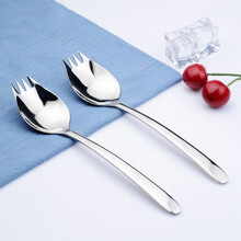 巧居巧具304不锈钢餐具勺叉一体便携两用勺子长柄创意家用可爱水果沙拉叉搅拌一体勺 一体勺