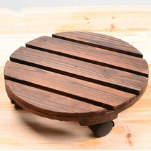 劲胜（JIN SHENG） 实木移动托盘 万向轮木托盘 碳化防腐木移动花架 圆形加厚木质花盆底座 落 4轮圆形直径35cm