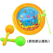 沙锤手摇铃海浪鼓音乐教具奥尔夫打击乐器 沙锤一对+海浪鼓(颜色随机)