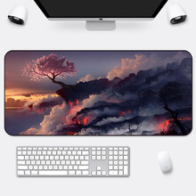 RS 游戏超大鼠标垫定制电竞卡通桌垫大号可爱动漫男女生加厚键盘垫订制 崖边古树 90x40cm加厚5mm