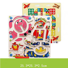 锻炼孩子专注力玩具 儿童运笔迷宫走珠专注力训练游戏早教 2-3-4岁宝宝亲子力玩具 塑料磁性农场迷宫飞行棋