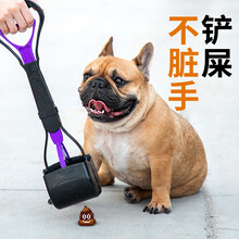 拾便器狗屎袋宠物狗狗粪便夹拉便捡屎袋夹便器遛狗捡狗便铲屎神器 可折叠-大号蓝色 大