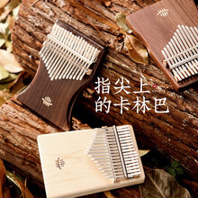 hluru鲁儒拇指琴17音卡林巴琴全单板板式初学者入门学生男女手指琴kalimba乐器 17音板式沙比利木+全套配件