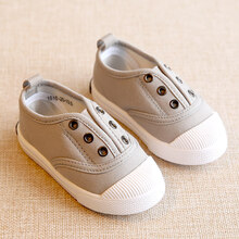 匡·威旗下品牌KWTBSP春秋季儿童帆布鞋男童女童板鞋小童宝宝室内鞋子1-3岁2一脚蹬球鞋 浅灰 18码/内长12.5cm