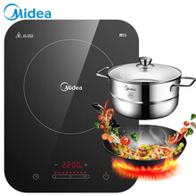 美的（Midea）电磁炉 恒匀火不间断加热 匀火188mm大线圈盘 滑控 微晶面板 C22-WH22 恒匀火连续加热款