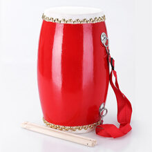 腰鼓15CM成人木质鼓水牛皮安塞腰鼓全套秧歌腰鼓大人乐器 【优级腰鼓+鼓棒+背带】+手套