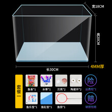 透明热弯长方形玻璃金鱼缸乌龟缸中小型办公桌水族箱造景鱼缸 长30*宽18*高20裸缸+ 套餐1