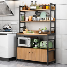 家乐铭品 厨房置物架 落地式1米加宽带门储物柜家用微波炉烤箱架多功能五层整理收纳架调料瓶架子ZWC5104M