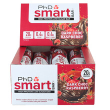 英国PhD乳清蛋白棒健身Smart智选蛋白棒能量棒运动代餐棒64g 【smart智选】黑巧克力树莓 12支装