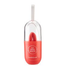 乐扣乐扣吸管非一次性硅胶食品级彩色奶茶长吸管循环耐热独立包装口袋吸管 红色吸管【胶囊收纳盒】