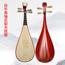老料红木琵琶乐器考级初学入门成人琵笆儿童学生琴 白牛角轴花梨木成人琵琶