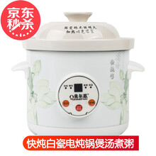 泉尔思 全自动预约电炖锅4L快慢炖煮粥煲汤锅3L容量炖汤快炖锅陶瓷电炖盅电砂锅 2升快炖型约2-3人圆面板