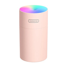 加湿器卧室 加湿器迷你家用办公室七彩氛围灯光车载加湿器300ML大容量伴眠加湿器 纳米细雾+持续/间歇喷雾+定时断电【长款+桃粉色】